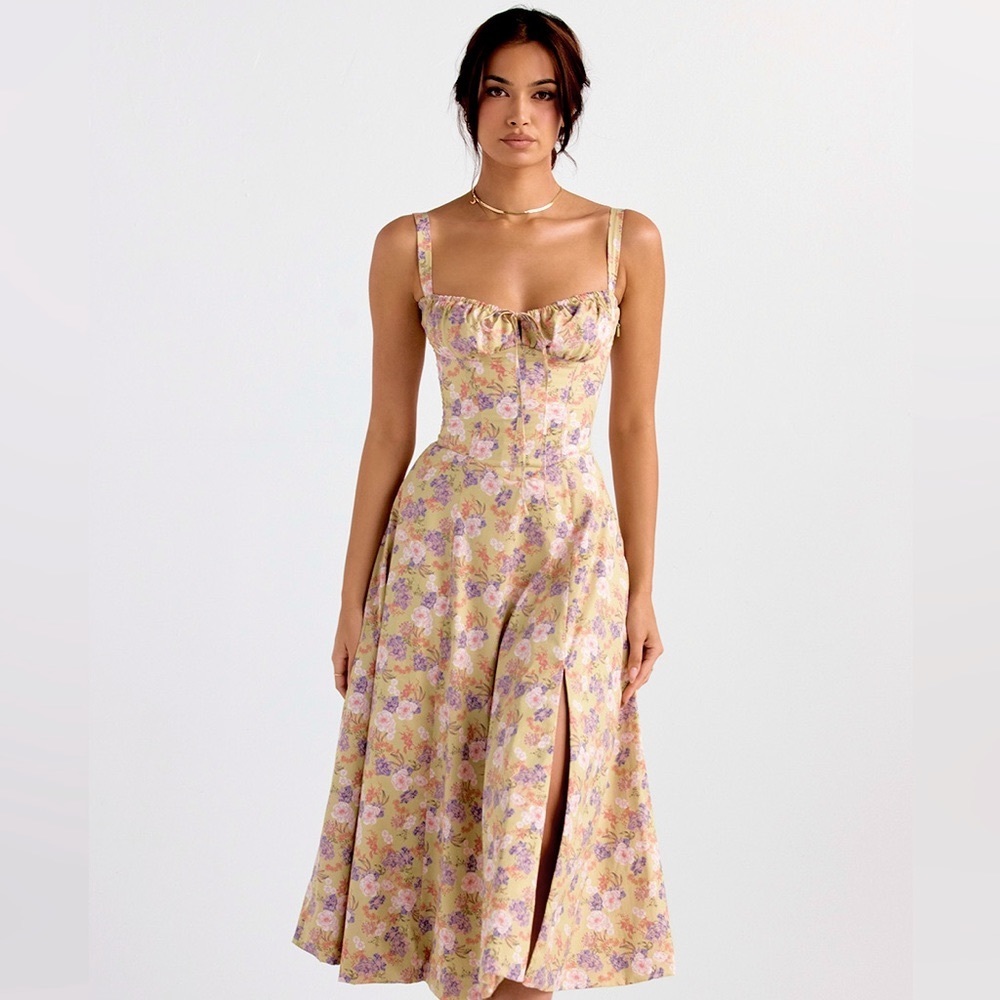 House of CB Carmen Peony Print Bustier Sundress NWT Size S